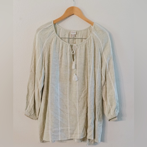 Merona Tops - Merona Women's Light Beige Blouse with Tassel Tie